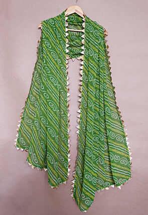 Bandhej Printed Georgette Stole in Green