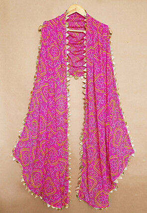 Bandhej Printed Georgette Stole in Pink