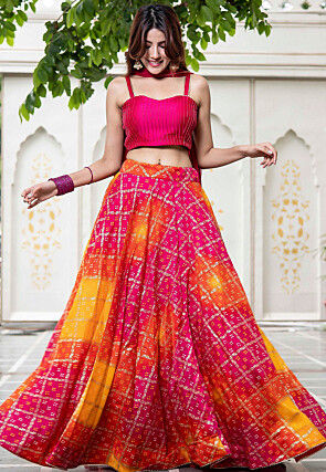 Chunri print lehenga online deals