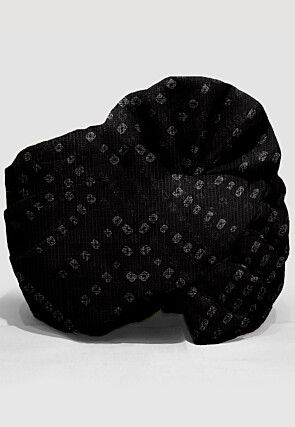 Bandhej Printed Kota Doria Unisex Turban in Black