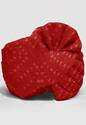 Bandhej Printed Kota Doria Unisex Turban in Maroon