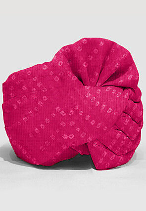 Bandhej Printed Kota Doria Unisex Turban in Pink