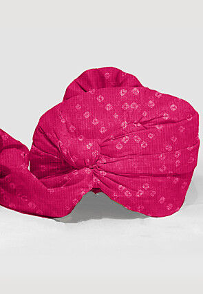 Bandhej Printed Kota Doria Unisex Turban in Pink