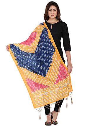 Bandhej Printed Muslin Cotton Dupatta in Multicolor