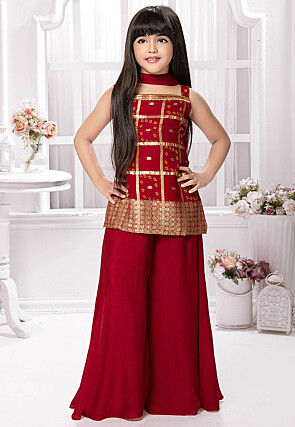 Bandhej Printed Polyester Pakistani Suit in Maroon