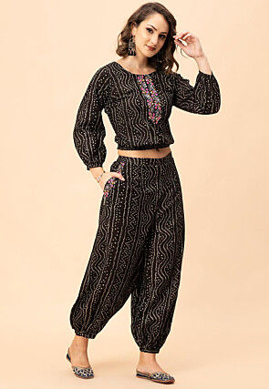 Saumya Top and Ira Pants | Brown Bandhej Co-ord Set main image 1