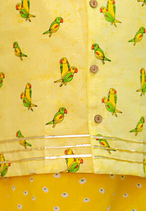 Bandhej Printed Pure Cotton Kurta Set in Yellow