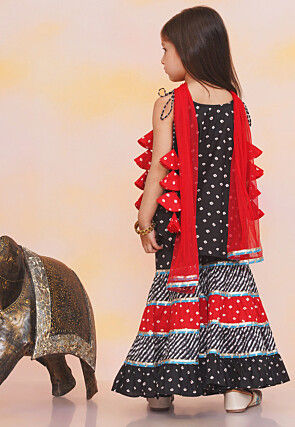 Bandhej Printed Pure Cotton Pakistani Suit in Black