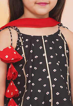 Bandhej Printed Pure Cotton Pakistani Suit in Black