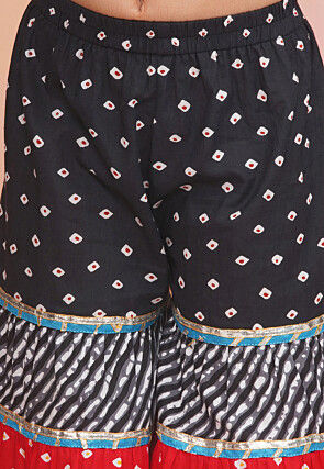 Bandhej Printed Pure Cotton Pakistani Suit in Black