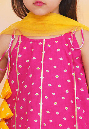 Bandhej Printed Pure Cotton Pakistani Suit in Fuchsia