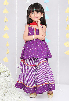 Bandhej Printed Pure Cotton Pakistani Suit in Purple