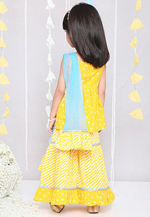 Bandhej Printed Pure Cotton Pakistani Suit in Yellow