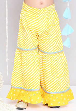 Bandhej Printed Pure Cotton Pakistani Suit in Yellow