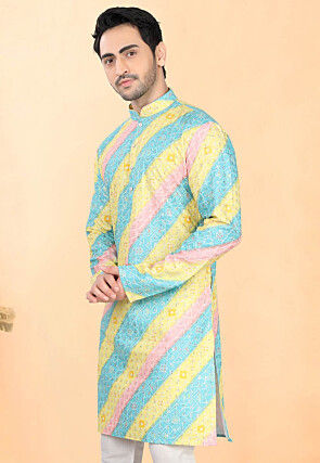 Bandhej Printed Rayon Kurta in Multicolor