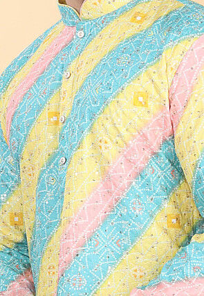Bandhej Printed Rayon Kurta in Multicolor