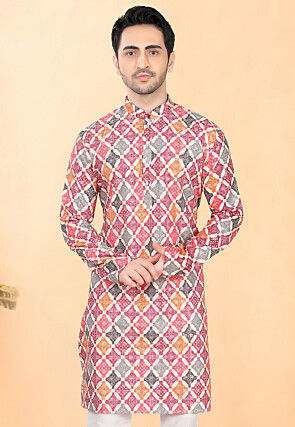 Bandhej Printed Rayon Kurta in Multicolor