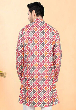 Bandhej Printed Rayon Kurta in Multicolor