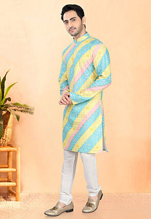 Bandhej Printed Rayon Kurta Set in Multicolor