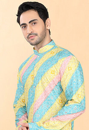 Bandhej Printed Rayon Kurta Set in Multicolor