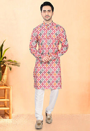 Bandhej Printed Rayon Kurta Set in Multicolor
