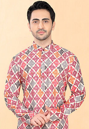 Bandhej Printed Rayon Kurta Set in Multicolor