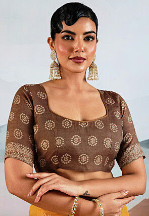 Bandhej Printed Viscose Cotton Saree in Mustard