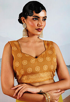 Bandhej Printed Viscose Cotton Saree in Yellow