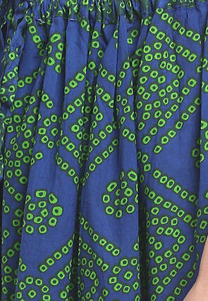 Bandhej Pure Cotton Tiered Skirt in Navy Blue