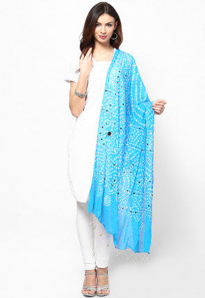 white dress with blue dupatta