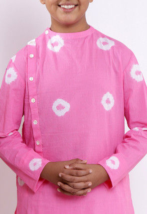 Batik Printed Cotton Kurta in Pink