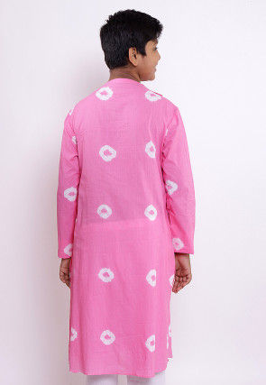 Batik Printed Cotton Kurta in Pink