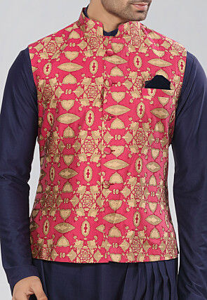 Batik Printed Lycra Cotton Kurta Set in Navy Blue