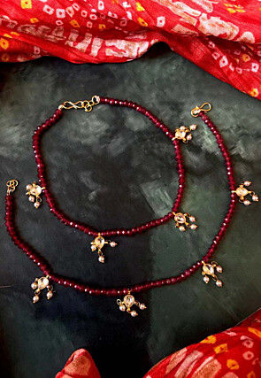 Beaded Adjustable Anklet Pair