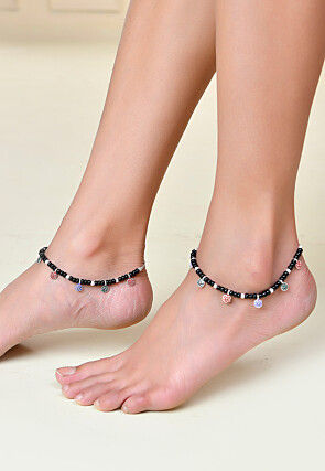 Beaded Adjustable Anklet Pair