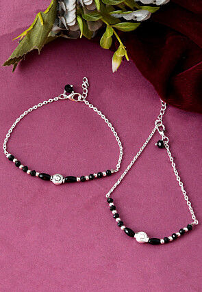 Beaded Adjustable Anklet Pair