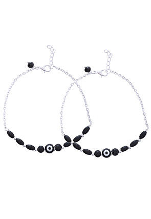 Beaded Adjustable Anklet Pair