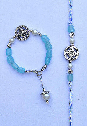 Beaded Bhaiya and Bhabhi Rakhi Pair