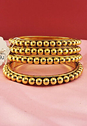 Beaded Golden Plated Bangle Pair