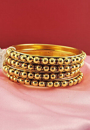 Beaded Golden Plated Bangle Pair