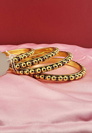 Beaded Golden Plated Bangle Pair