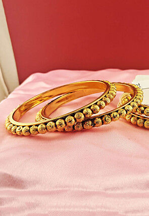 Beaded Golden Plated Bangle Set
