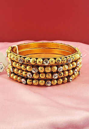 Beaded Golden Plated Bangle Set