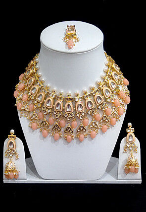 Beaded Mint Meena Choker Necklace Set