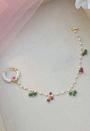 Beaded Nose Ring With Chain