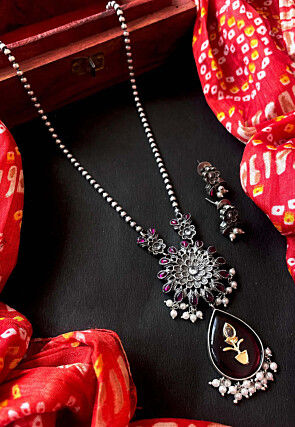 Stone Studded Oxidised Necklace Set