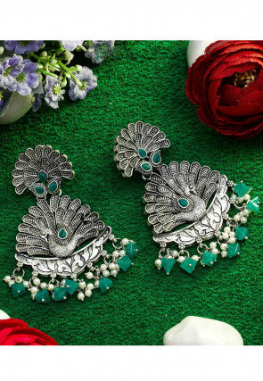 Beaded Oxidised Peacock Style Earrings