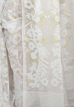 Bengal Handloom Cotton Silk Saree in White