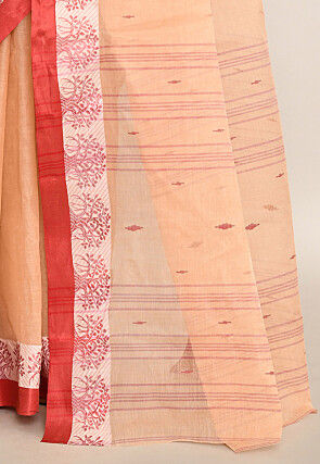 Bengal Handloom Pure Cotton Tant Saree in Beige