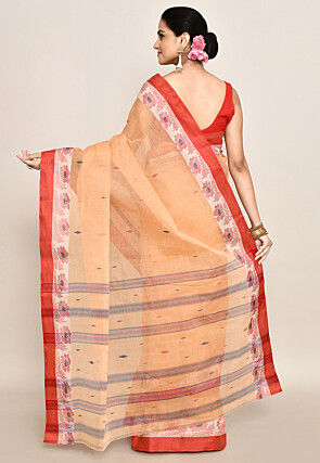 Bengal Handloom Pure Cotton Tant Saree in Beige
